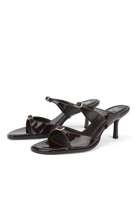 Hakiki Deri Kadın Terlik Kahverengi