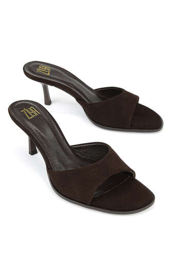 Ziya - Hakiki Deri Kadın Terlik Kahverengi (1)