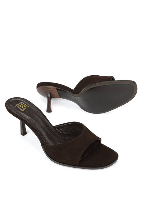 Hakiki Deri Kadın Terlik Kahverengi