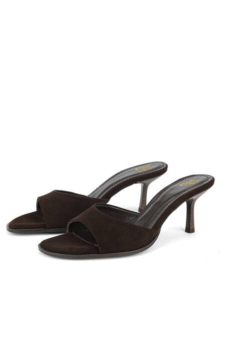 Hakiki Deri Kadın Terlik Kahverengi