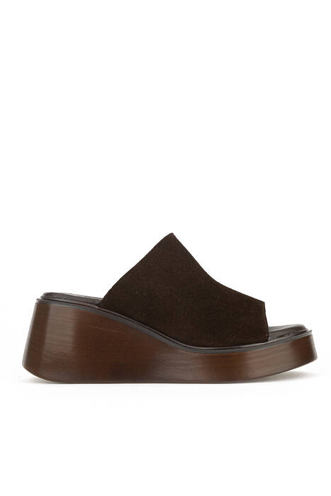 Hakiki Deri Kadın Terlik Kahverengi