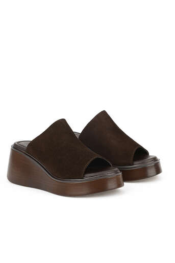 Ziya - Hakiki Deri Kadın Terlik Kahverengi (1)