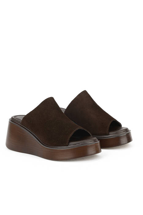 Hakiki Deri Kadın Terlik Kahverengi