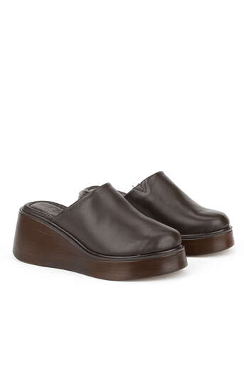 Ziya - Hakiki Deri Kadın Terlik Kahverengi (1)