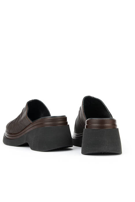 Hakiki Deri Kadın Terlik Kahverengi