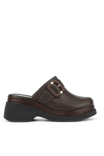 Ziya - Hakiki Deri Kadın Terlik Kahverengi