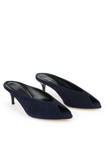 Ziya - Hakiki Deri Kadın Terlik Lacivert (1)