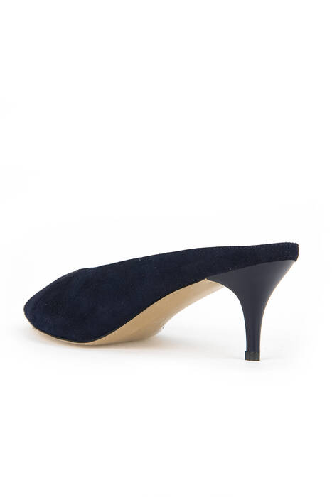 Hakiki Deri Kadın Terlik Lacivert