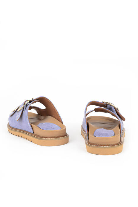 Hakiki Deri Kadın Terlik Mor