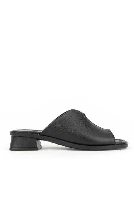 Hakiki Deri Kadın Terlik Siyah