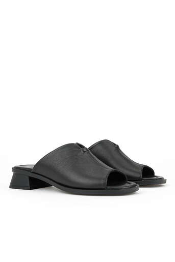 Ziya - Hakiki Deri Kadın Terlik Siyah (1)