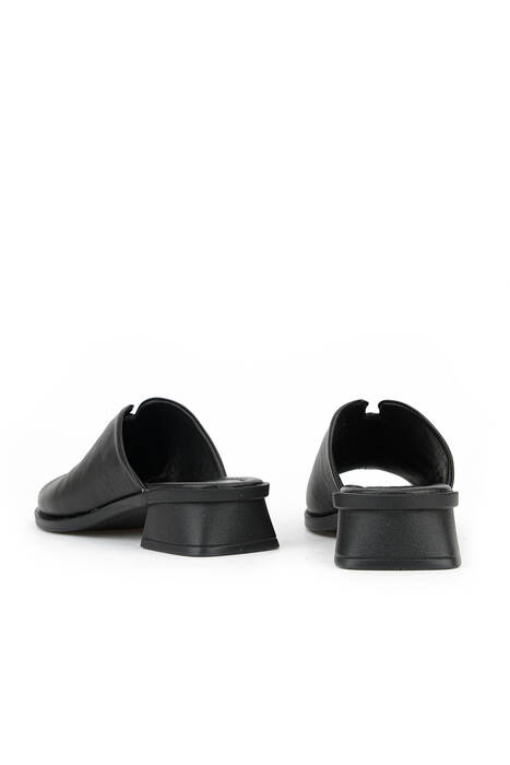 Hakiki Deri Kadın Terlik Siyah