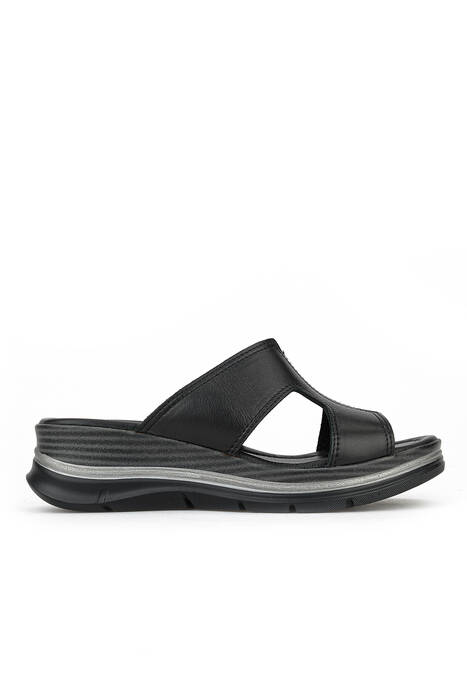 Hakiki Deri Kadın Terlik Siyah