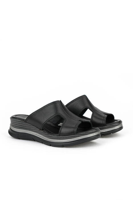 Hakiki Deri Kadın Terlik Siyah