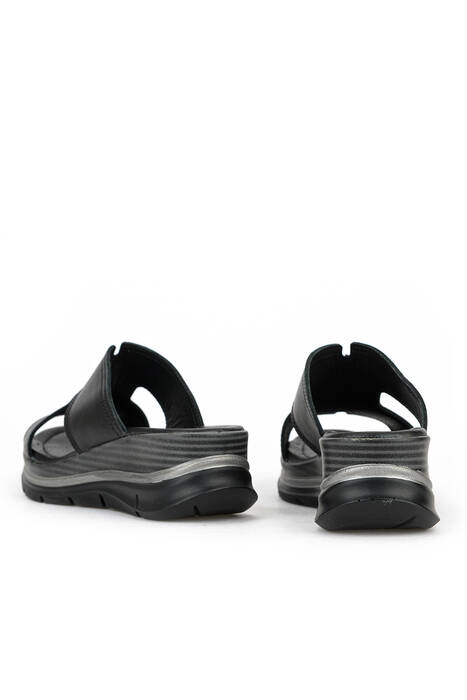 Hakiki Deri Kadın Terlik Siyah