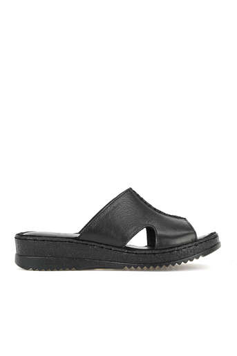 Ziya - Hakiki Deri Kadın Terlik Siyah