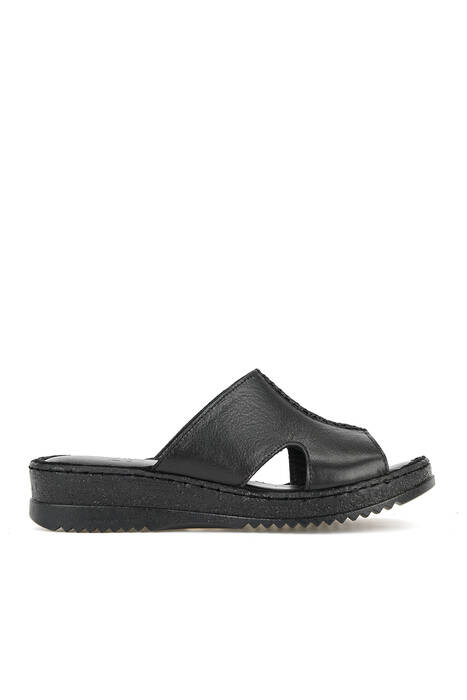 Hakiki Deri Kadın Terlik Siyah