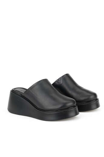 Ziya - Hakiki Deri Kadın Terlik Siyah (1)