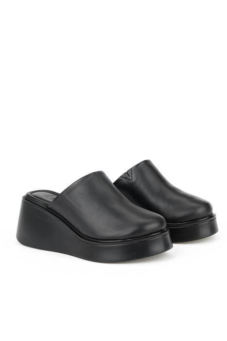 Hakiki Deri Kadın Terlik Siyah