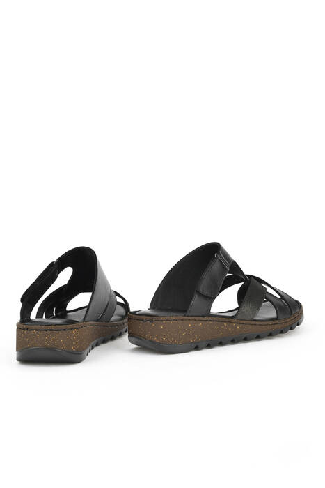 Hakiki Deri Kadın Terlik Siyah