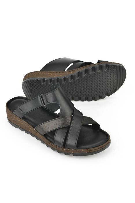 Hakiki Deri Kadın Terlik Siyah