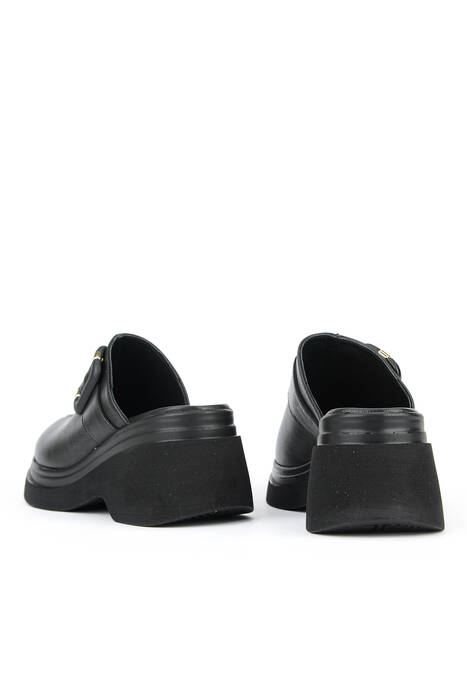 Hakiki Deri Kadın Terlik Siyah