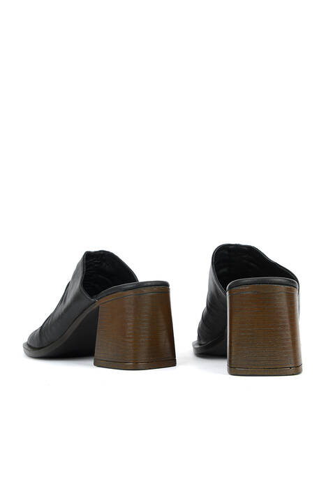 Hakiki Deri Kadın Terlik Siyah