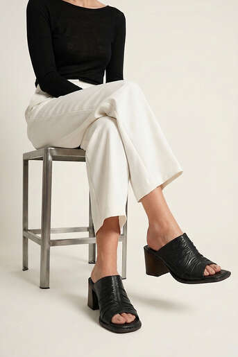 Ziya - Hakiki Deri Kadın Terlik Siyah