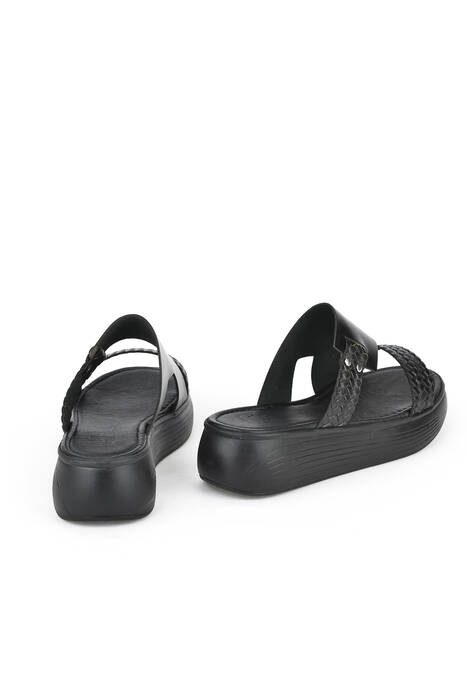 Hakiki Deri Kadın Terlik Siyah