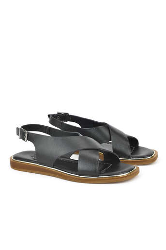 Ziya - Hakiki Deri Kadın Sandalet Siyah (1)