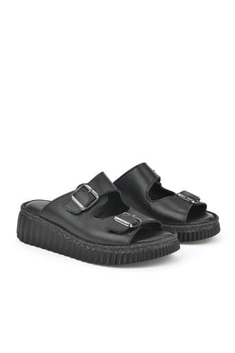 Ziya - Black Genuine Leather Women's Slippers (1)