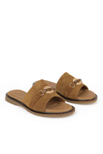 Ziya - Hakiki Deri Kadın Terlik Taba (1)