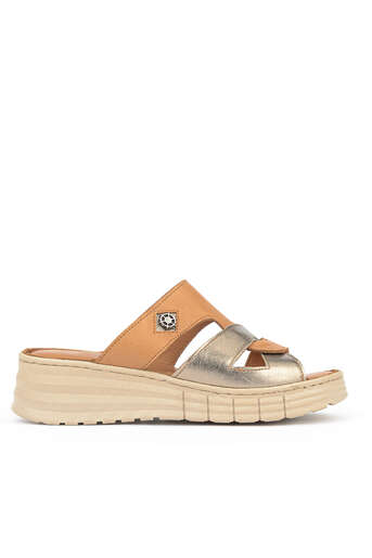 Ziya - Tan Genuine Leather Women's Slippers