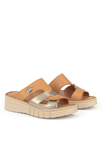 Ziya - Tan Genuine Leather Women's Slippers (1)