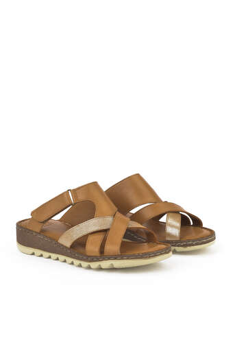 Ziya - Hakiki Deri Kadın Terlik Taba (1)