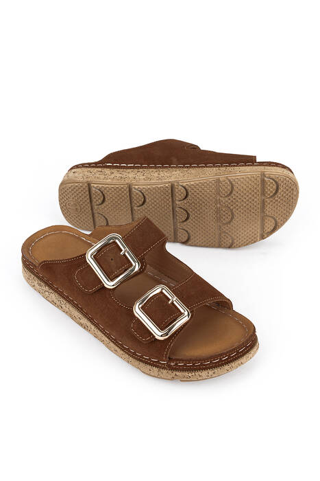 Hakiki Deri Kadın Terlik Taba