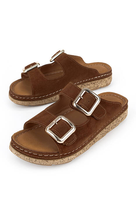 Hakiki Deri Kadın Terlik Taba