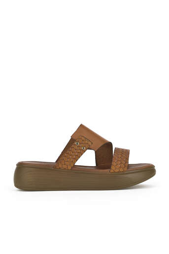 Ziya - Hakiki Deri Kadın Terlik Taba (1)