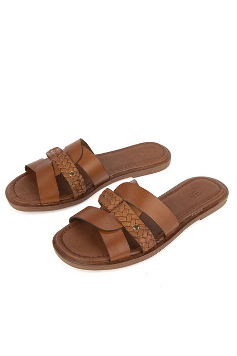 Hakiki Deri Kadın Terlik Taba