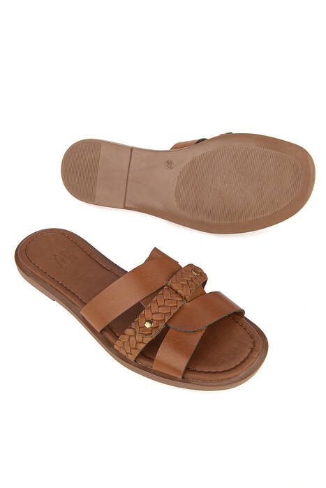 Hakiki Deri Kadın Terlik Taba