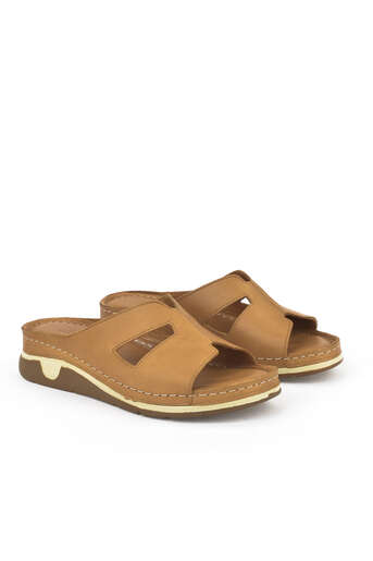 Ziya - Tan Genuine Leather Women's Slippers (1)