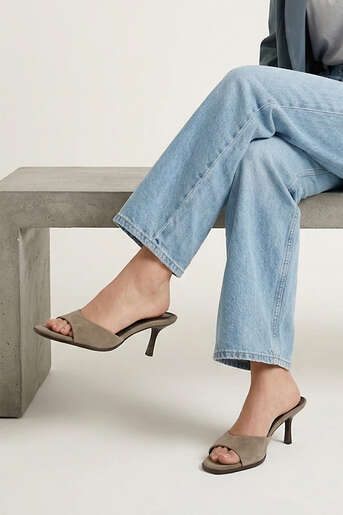 Ziya - Hakiki Deri Kadın Terlik Vizon (1)