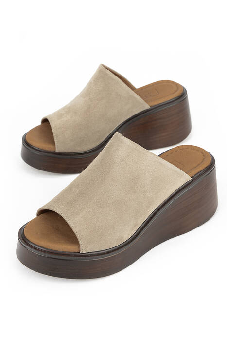 Hakiki Deri Kadın Terlik Vizon