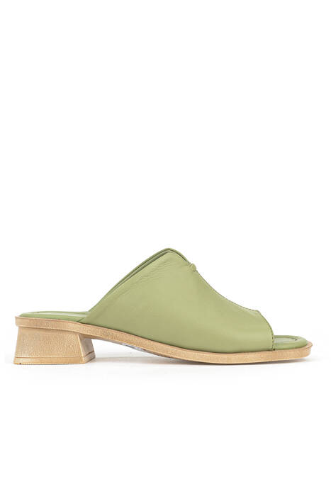 Hakiki Deri Kadın Terlik Yeşil