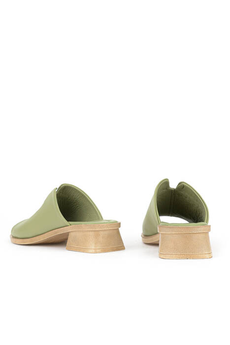 Hakiki Deri Kadın Terlik Yeşil