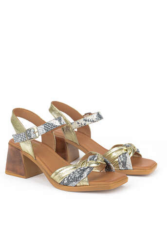 Ziya - Hakiki Deri Kadın Topuklu Ayakkabı Altın (1)