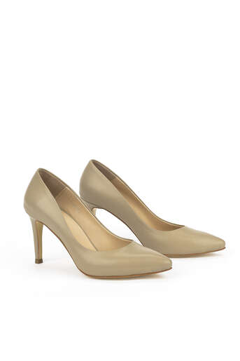 Ziya - Beige Genuine Leather Women's Heels (1)