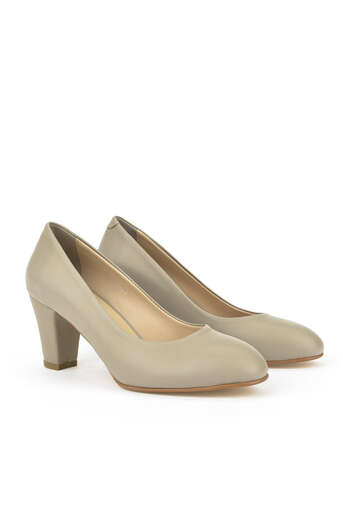 Ziya - Beige Genuine Leather Women's Heels (1)