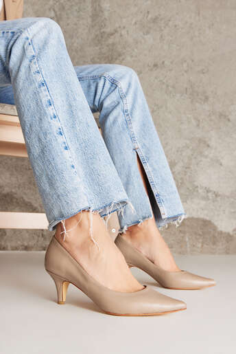 Ziya - Hakiki Deri Kadın Topuklu Ayakkabı Bej (1)