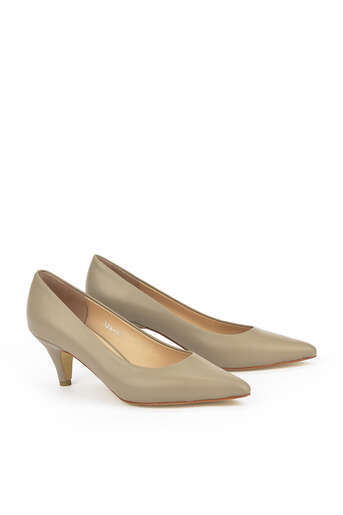 Ziya - Beige Genuine Leather Women's Heels (1)